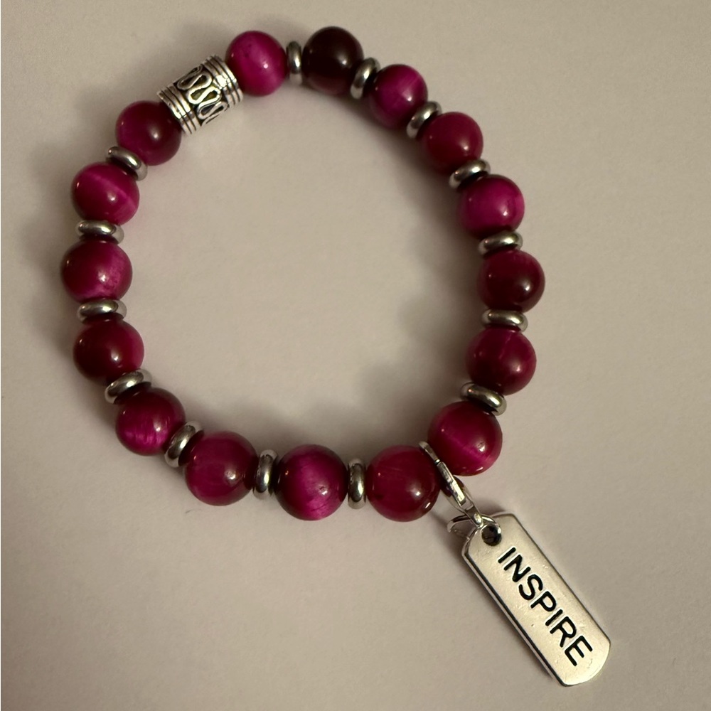 Elegant Pink and Silver Beaded Bracelet